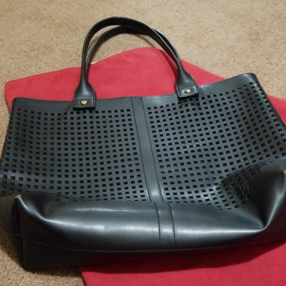 Faux Leather Perforated Tote